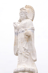 Kuan Yin Statue in South of Thailand isolated on white background