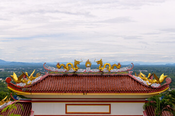 The dragon on the roof Chinese temple in Thailand.