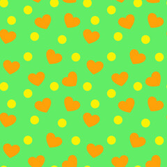 Seamless vector pattern with Hearts and circles. For fabric, paper, wrap, textile, poster, wallpaper or background