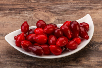 Sweet and ripe cornel berries