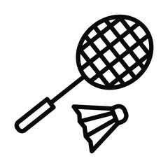 Badminton flat line icon. Badminton racket and shuttlecocks, equipments for game sport. Outline sign for mobile concept and web design, store
