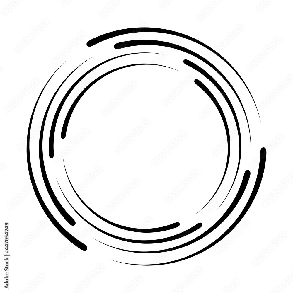 Poster circle line spiral. frame randomly lines. futuristic ring with effect halftone. border curved. abstr