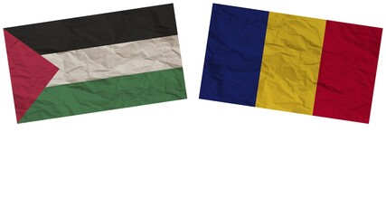 Romania and United Arab Emirates Flags Together Paper Texture Effect Illustration