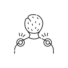Pain in the neck and shoulders olor line icon. Computer-induced medical problem. Pictogram for web page, mobile app, promo.