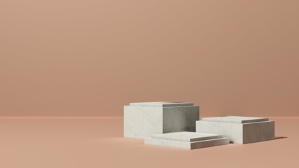 3D render abstract aesthetic podium scene for product display advertisement. Light pastel color graphic resources