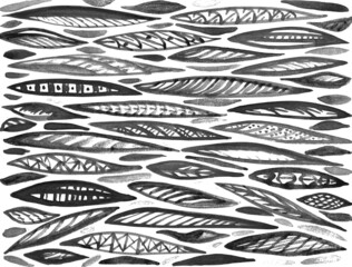 Abstract illustration of different shapes and shading in black and white for print and design
