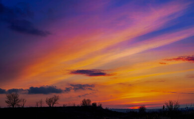 high resolution replacement sky - golden hour sunset sky