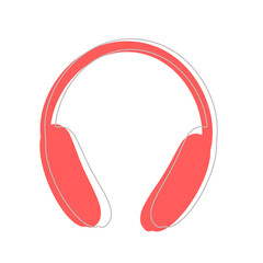 Headphones are the contours of the object in red and gray. Simple vector illustration. The symbol of headphones, sound, support, music