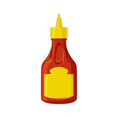 A bottle of hot chili sauce on a white isolated background. Vector illustration