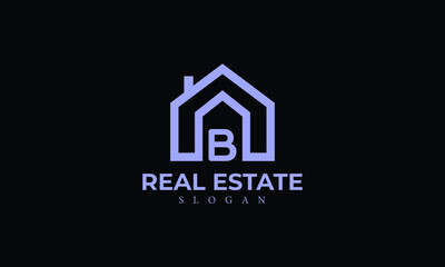 Alphabet B Real Estate Monogram Vector Logo Design, Letter B House Icon Template