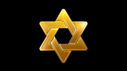 pretty golden shield of david isolated - conceptual object 3D illustration