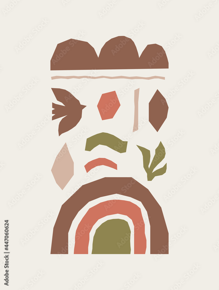 Poster inspired matisse print with colorful cutting organic shapes and objects. modern creative minimal des