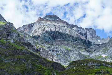 A summer day in the mountains and the nature of the alps of the natural Parcon alpe veglia - devero, near the town of Baceno, Italy - July 2021.