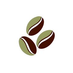 Coffee Beans Isolated White Background. Icon, logo.