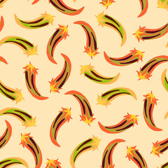 Seamless vector colorful pattern design illustration of cartoon hot pepper in red tones