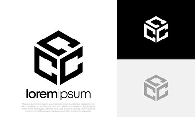 Initials C. CCC logo design. Initial Letter Logo. Hexagon logo design.	
