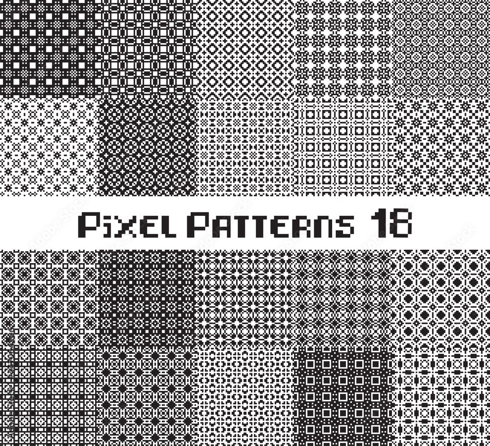 Poster abstract seamless pattern in pixel style. set geometric design background.
