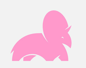Pink dino silhouette for logo or print. Cute dinosaur vector illustration.
