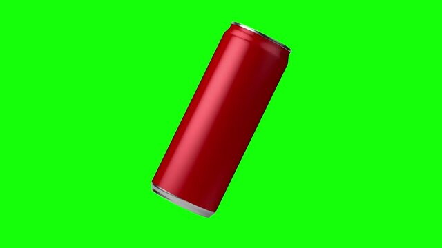 Soft Drink Can 330mL 3D Model Turntable Animation, Green Background