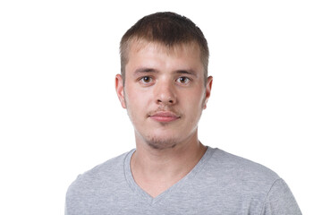 Obraz premium Portrait of serious young man with bristle