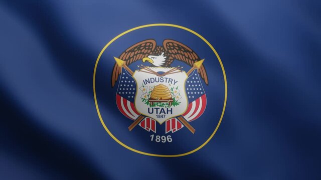 3D realistic flag of the State Utah is fluttering in the breeze background. 4K animated video clip that loops in a realistic way