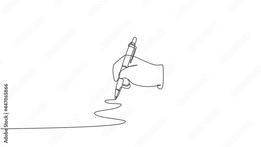 Poster animated self drawing of single continuous line draw hand gesture drawn straight zig zag line. write