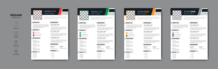 Professional CV or resume design. Vector  modern CV or resume template design.