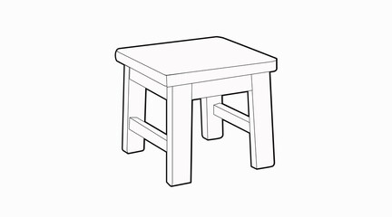 Vector Isolated Black and White Illustration of a Wooden Stool