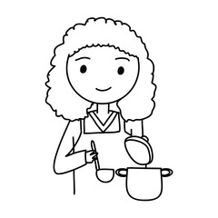 people cooking. Hand drawn vector object. Icons in doodle style