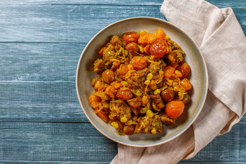 A traditional meal of Azerbaijan Qara for plov.