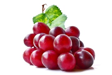 isolated red grapes on a white background