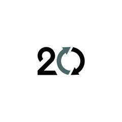 20 and Circle Arrows logo or icon design