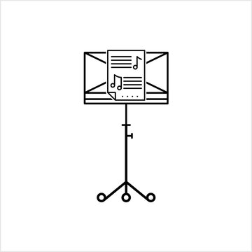 black music stand with sheet music clip art preview