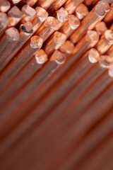 Copper wire non-ferrous metals, product metalworking industry. Abstract metal shapes.