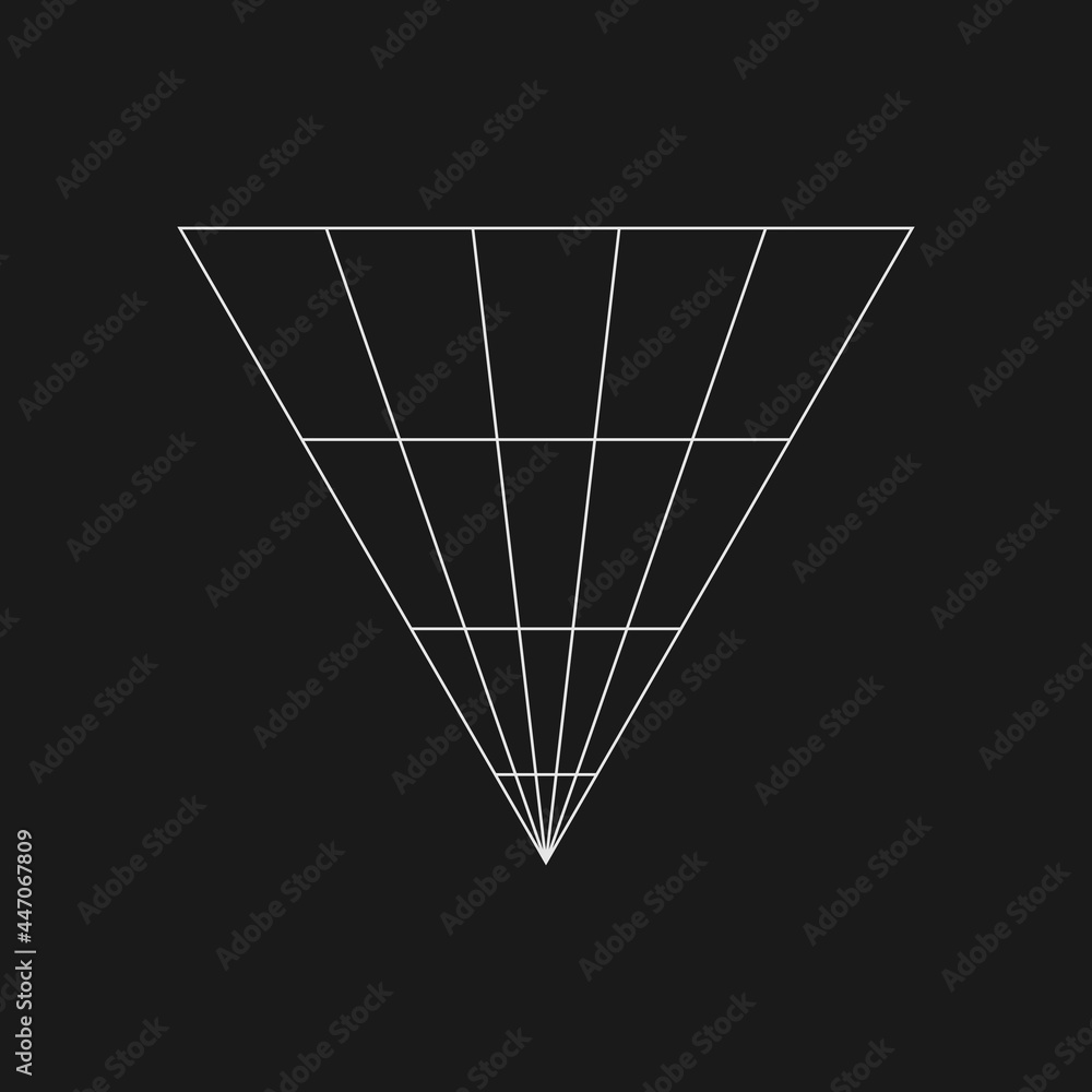 Aufkleber retrofuturistic triangle grid. digital cyber retro design element. triangle grid in cyberpunk 80s st