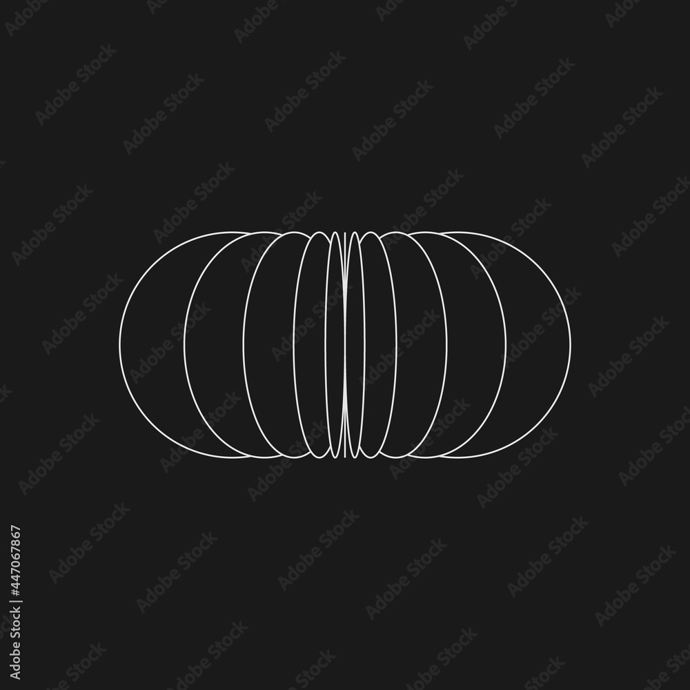 Poster retrofuturistic sweep of circle. cyber retro design element. circle flatness in cyberpunk 80s style.