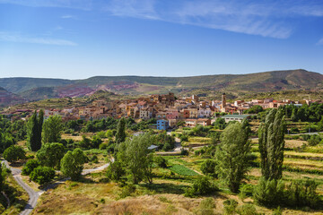 Fototapeta na wymiar Riodeva townscape, small town in Teruel province, Aragon, Spain.