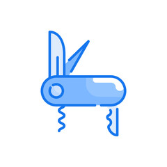 Pocket Knife vector blue colours icon style illustration. EPS 10 file