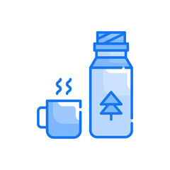 Thermos flask vector blue colours icon style illustration. EPS 10 file