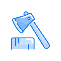 Axe vector blue colours icon style illustration. EPS 10 file
