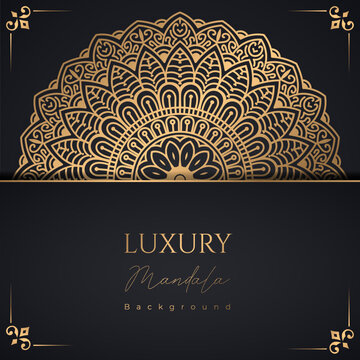 Luxury ornamental mandala design background in gold color vector Free Vector