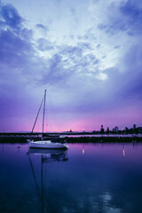 sailboat at sunset