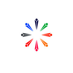 COLORFUL PEOPLE TOGETHER SIGN, SYMBOL, LOGO ISOLATED ON WHITE