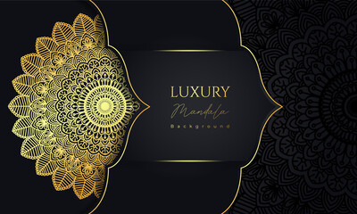 Luxury ornamental mandala design background in gold color vector Free Vector