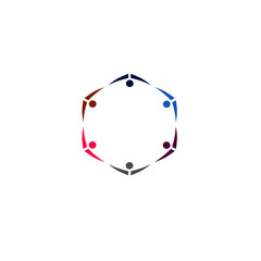 COLORFUL PEOPLE CIRCLE, PEOPLE TOGETHER SIGN, SYMBOL, ART, LOGO ISOLATED ON WHITE