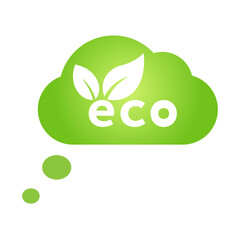 Eco green cloud speech bubble icon Bio nature green eco symbol for web and business