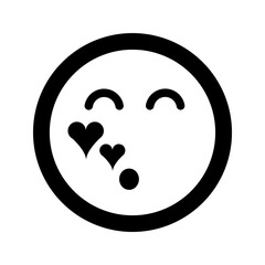 Cartoon love and kiss smile face emoticon icon in flat style