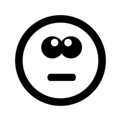 Cartoon sad smile face emoticon icon in flat style