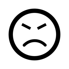 Cartoon sad smile face emoticon icon in flat style