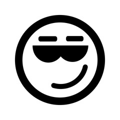 Cartoon smile face emoticon icon in flat style